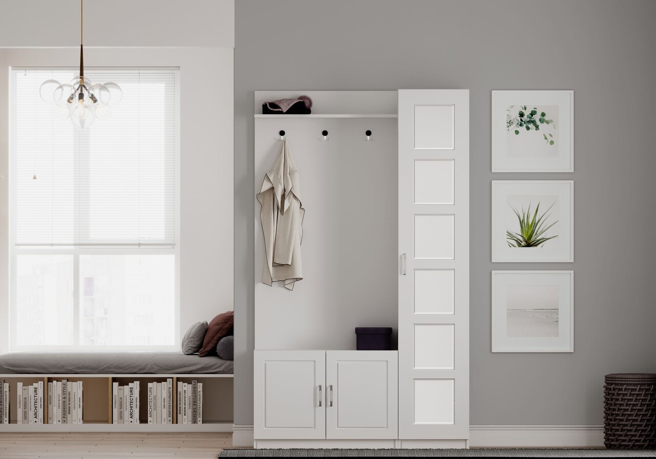 Cuier de perete, Hanah Home, Rb-054, 120x200x35 cm, Alb mat - imagine 7